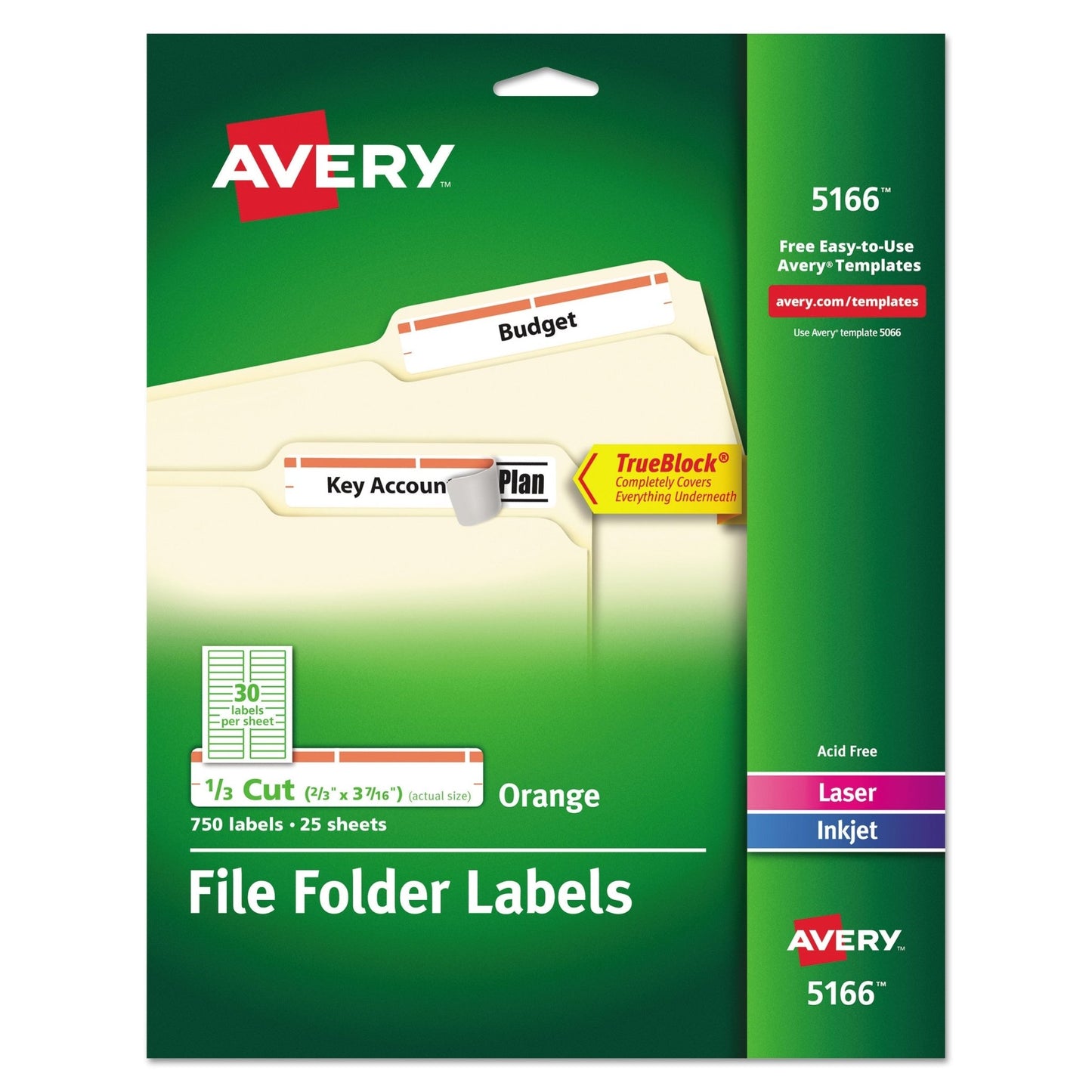 Avery Permanent TrueBlock File Folder Labels with Sure Feed Technology, 0.66 x 3.44, White, 30/Sheet, 25 Sheets/Pack - themonogram manor 