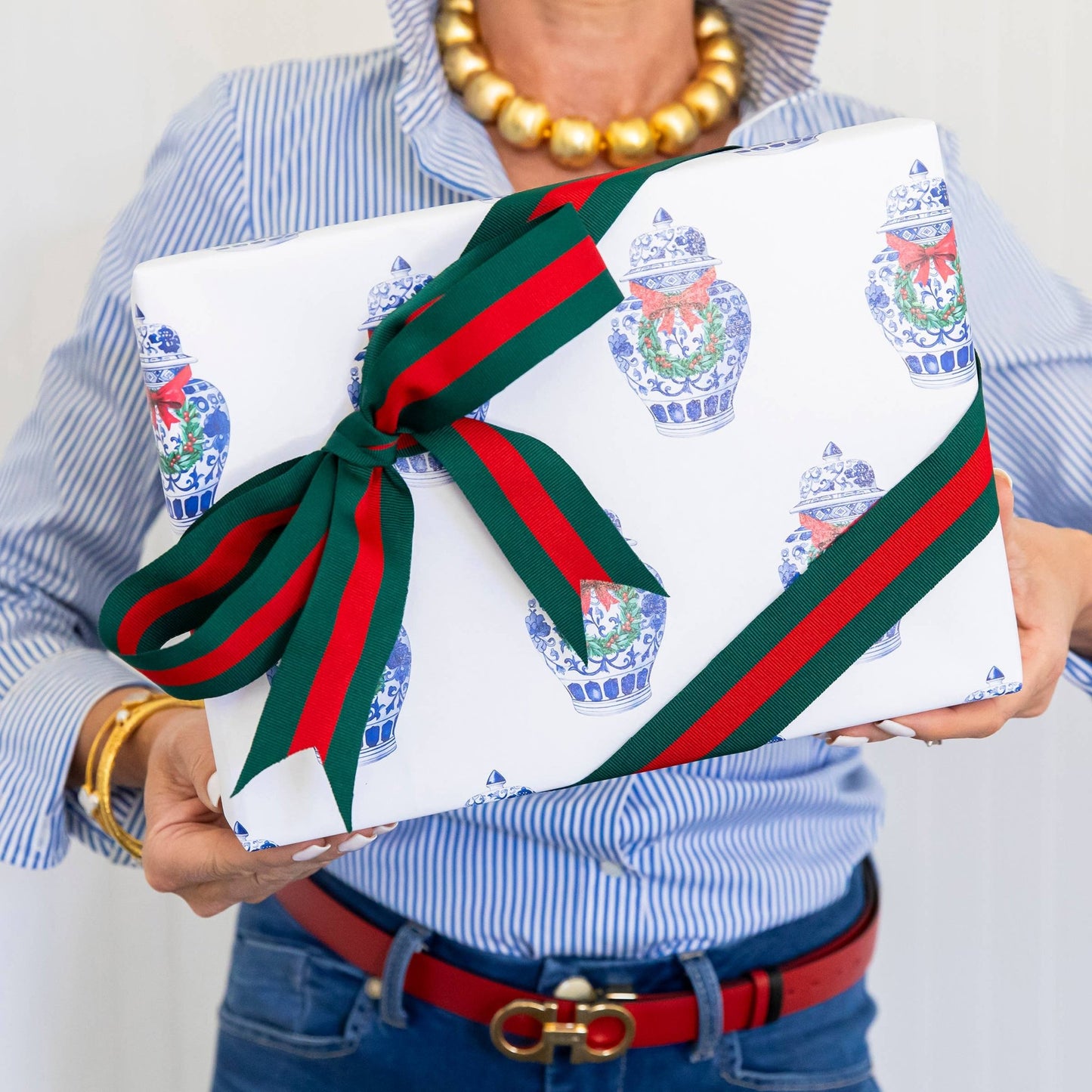 Preppy Striped Grosgrain Ribbon | Red + Green - themonogram manor 