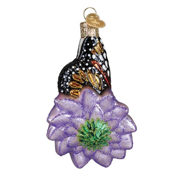 Monarch Butterfly On Flower Ornament - themonogram manor 