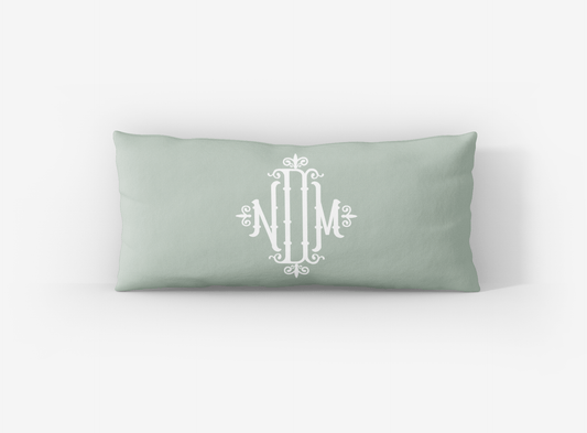 Wrapped in Lace x Nicole Speake Solid Bamboo Monogram Lumbar Pillow Cover - themonogram manor 