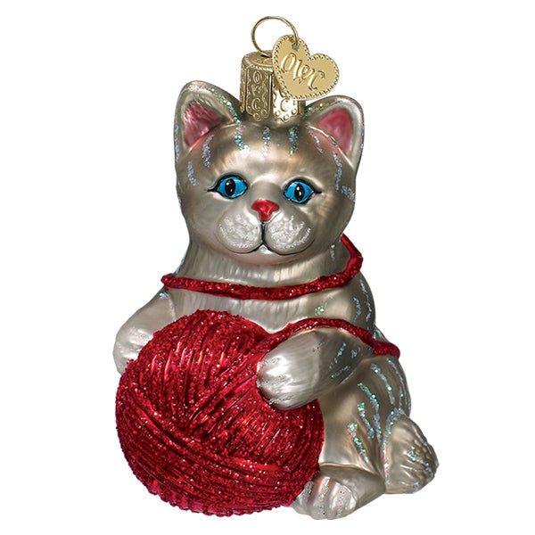 Grey Playful Kitten Ornament - themonogram manor 