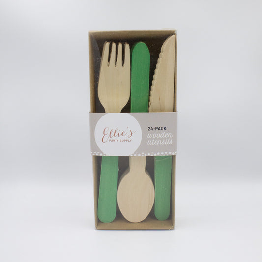 Green Wooden Utensil Set – 24ct | ON SALE!! - themonogram manor 