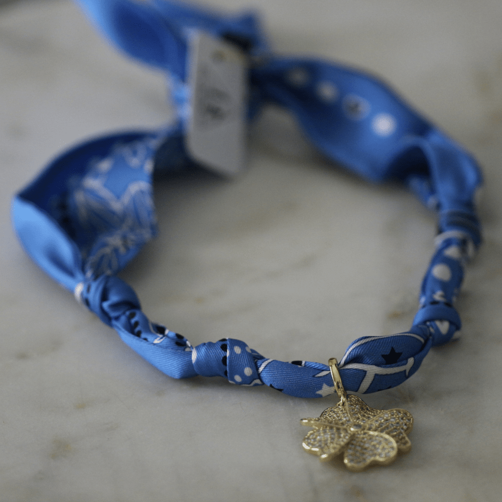 Blue Bloom Twilly Scarf Necklace - themonogram manor 