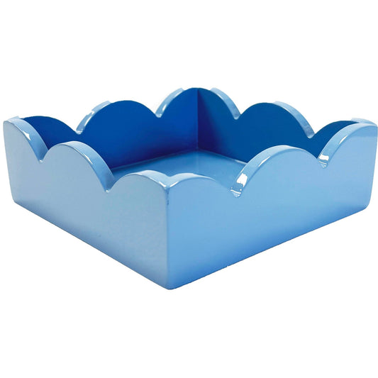 WH Lacquered Scalloped Napkin Holder | Cornflower - themonogram manor 