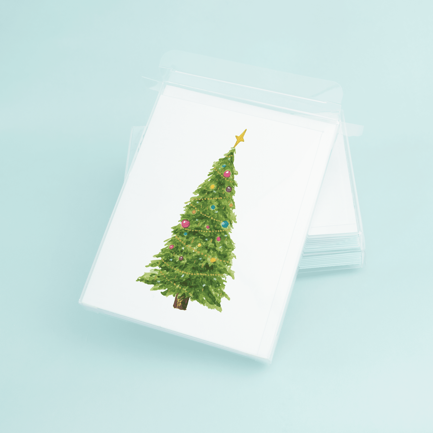 Watercolor Christmas Tree Card - themonogram manor 