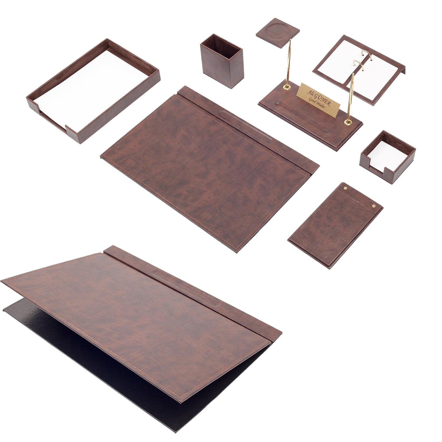 MOOG Leather Desk Set - Single Document Tray - White - 10 PCS - themonogram manor 
