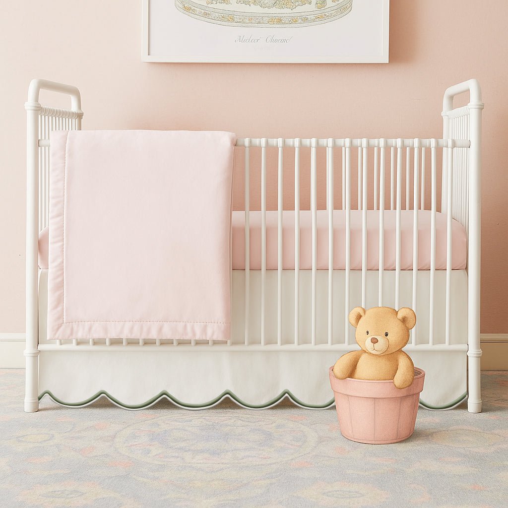Scallop Embroidery Cotton Crib Skirt - themonogram manor 
