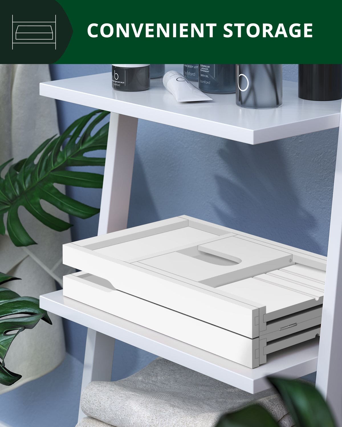 Bathtub Caddy Tray, White - themonogram manor 