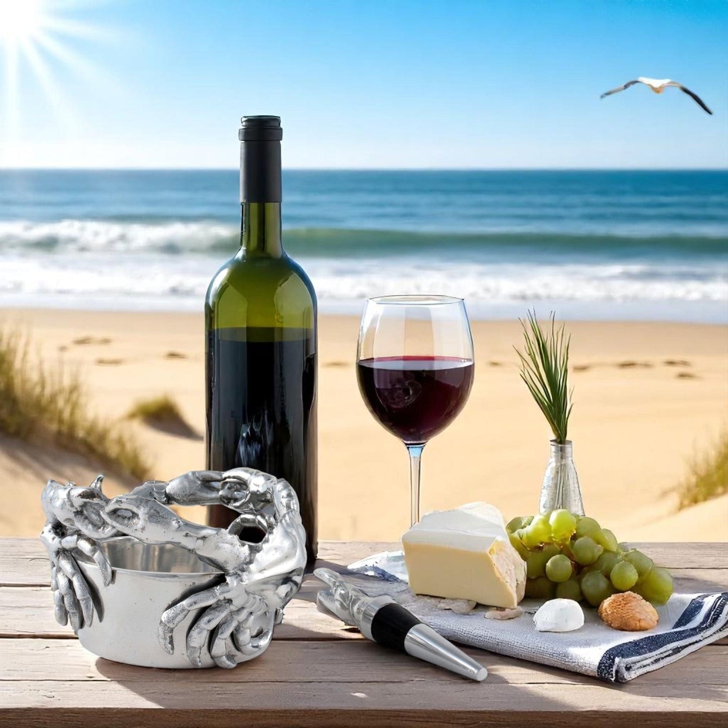 Crab Wine Caddy and Stopper Set - themonogram manor 
