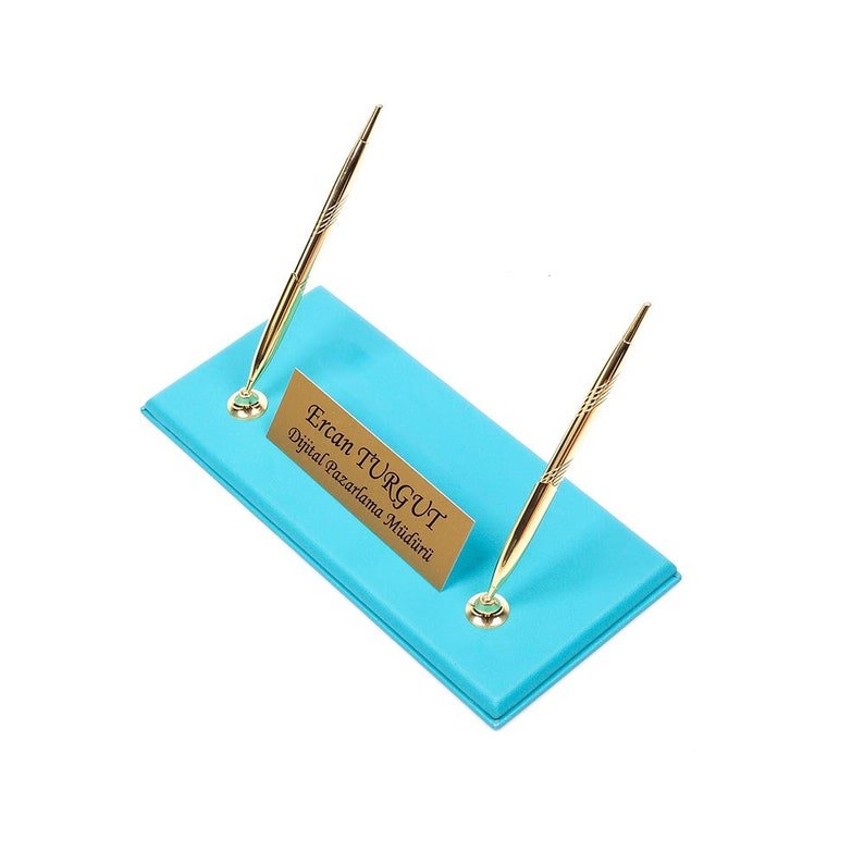 MOOG Leather Desk Set - Double Document Tray - Turquoise - 10 PCS - themonogram manor 