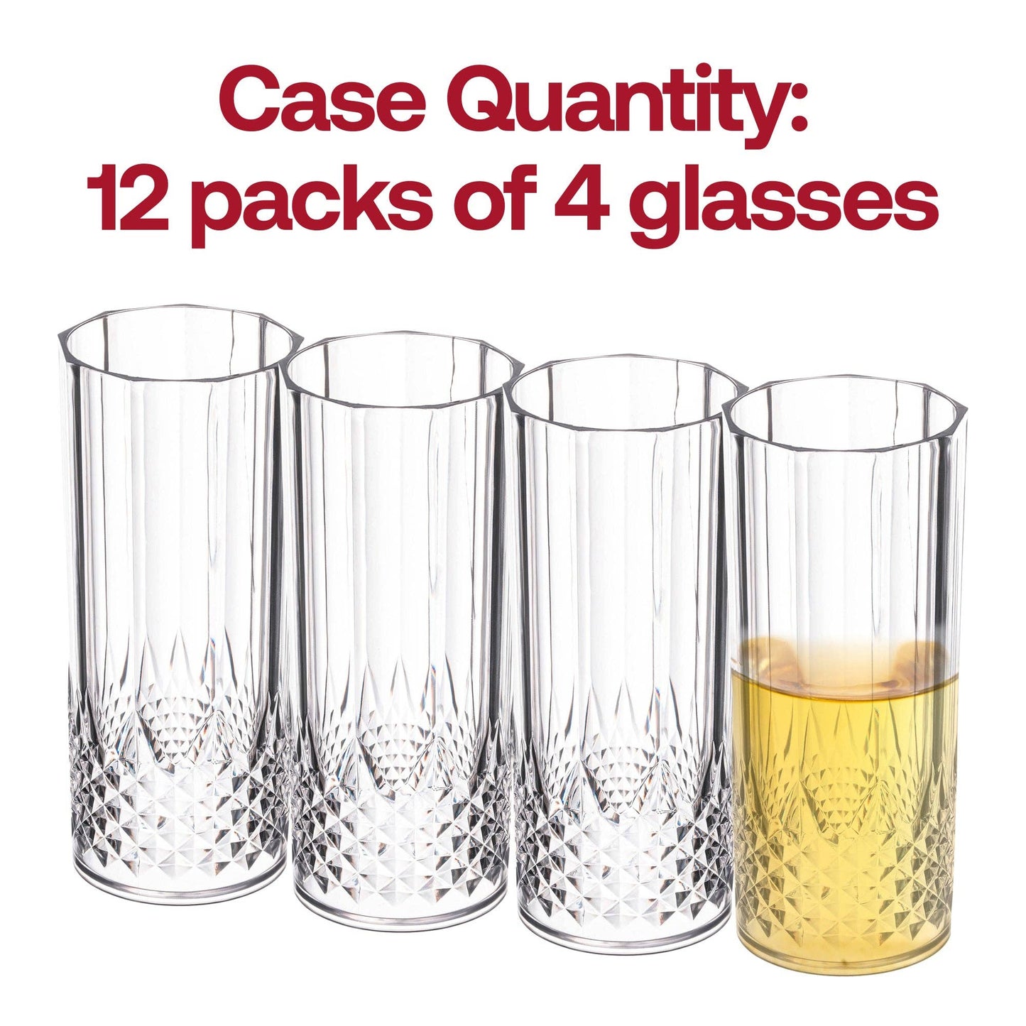 14 oz. Clear Cut High Ball Plastic Glasses - 12 pcs - themonogram manor 