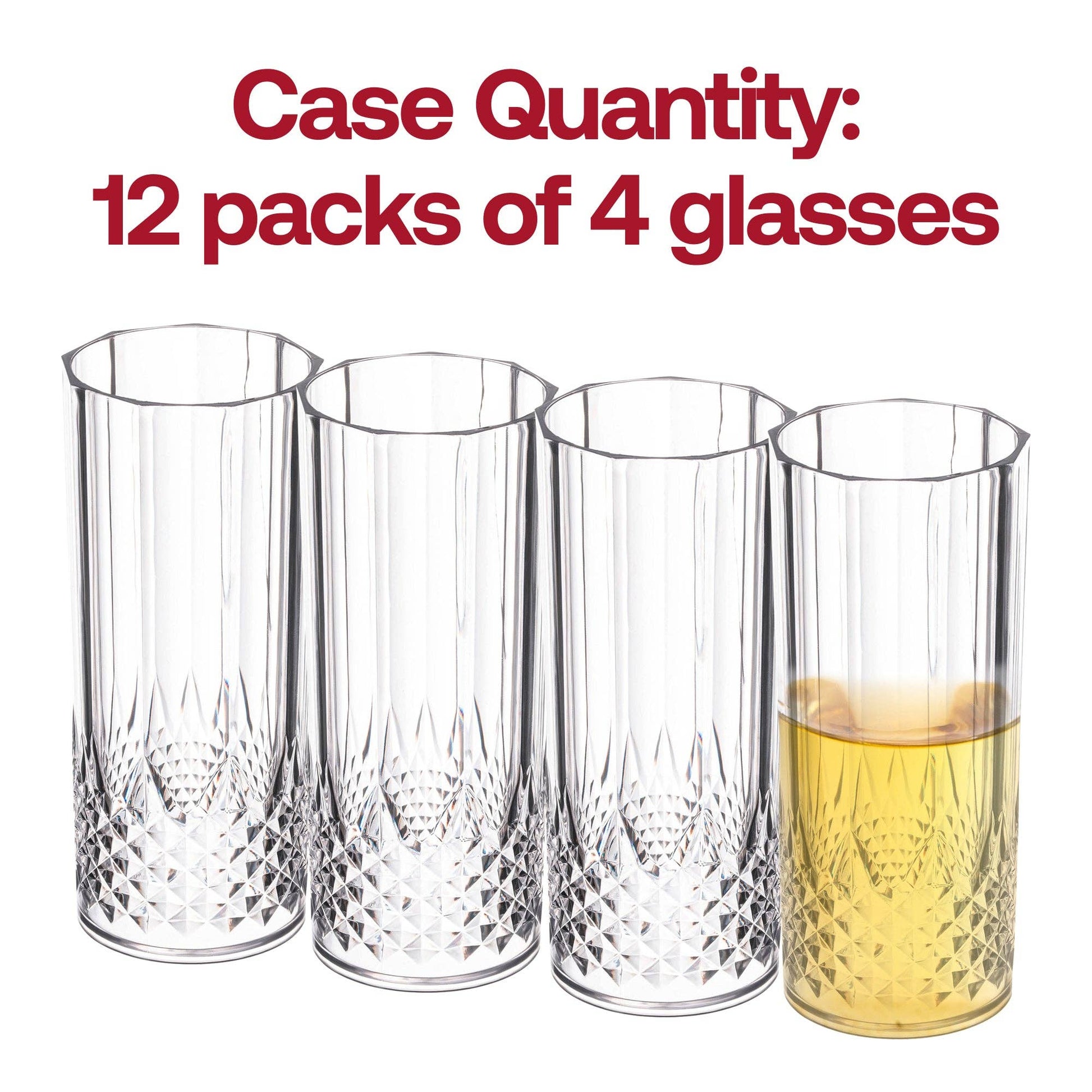 14 oz. Clear Cut High Ball Plastic Glasses - 12 pcs - themonogram manor 