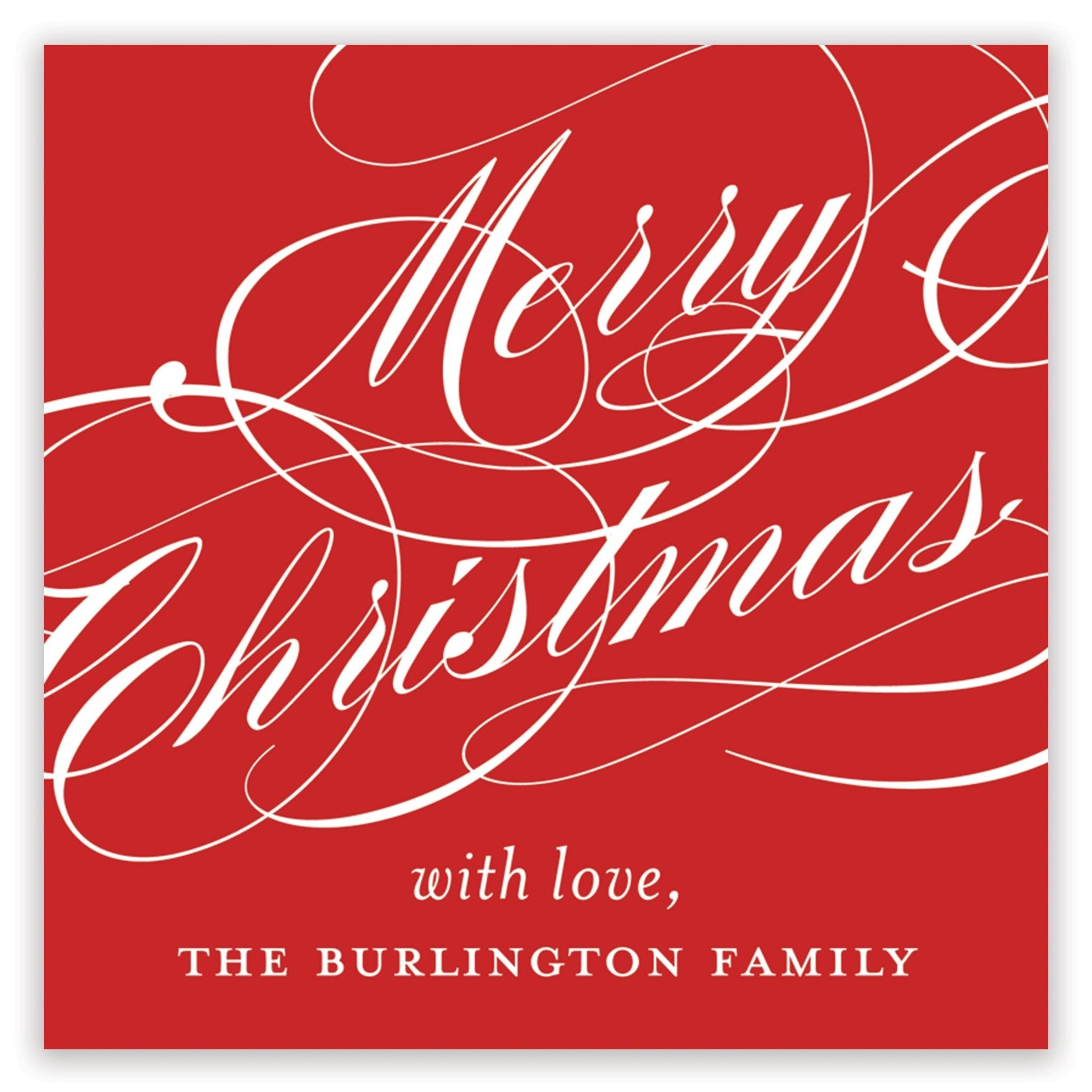 christmas script red enclosure card - themonogram manor 