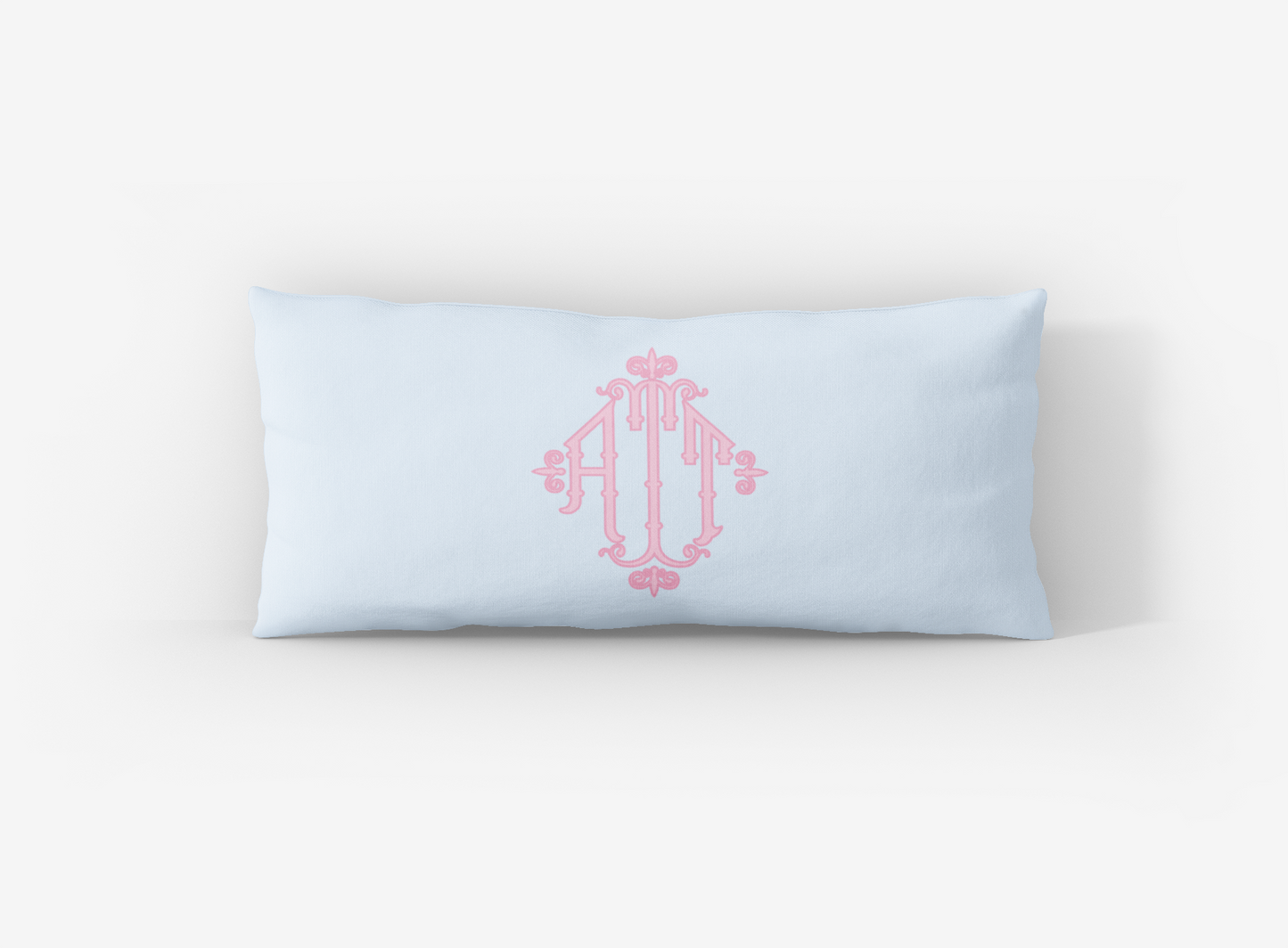 Solid Bamboo Monogram Lumbar Pillow Cover