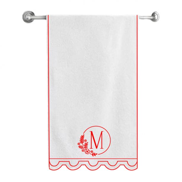 Monogram U Shape Embroidered Bath Towels (Set of 2)