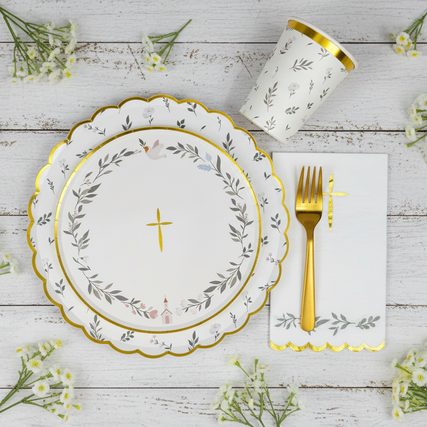 Religious Eucalyptus Dessert Plates 8" (Set of 8)