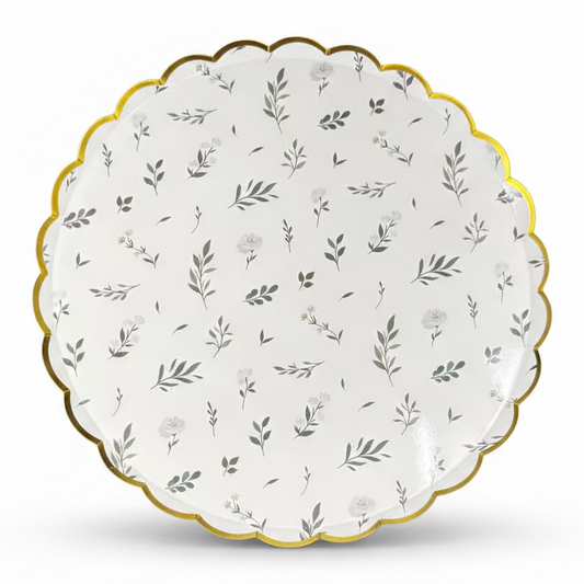 Floral Eucalyptus Large Paper Plates 10" (8 Pack)