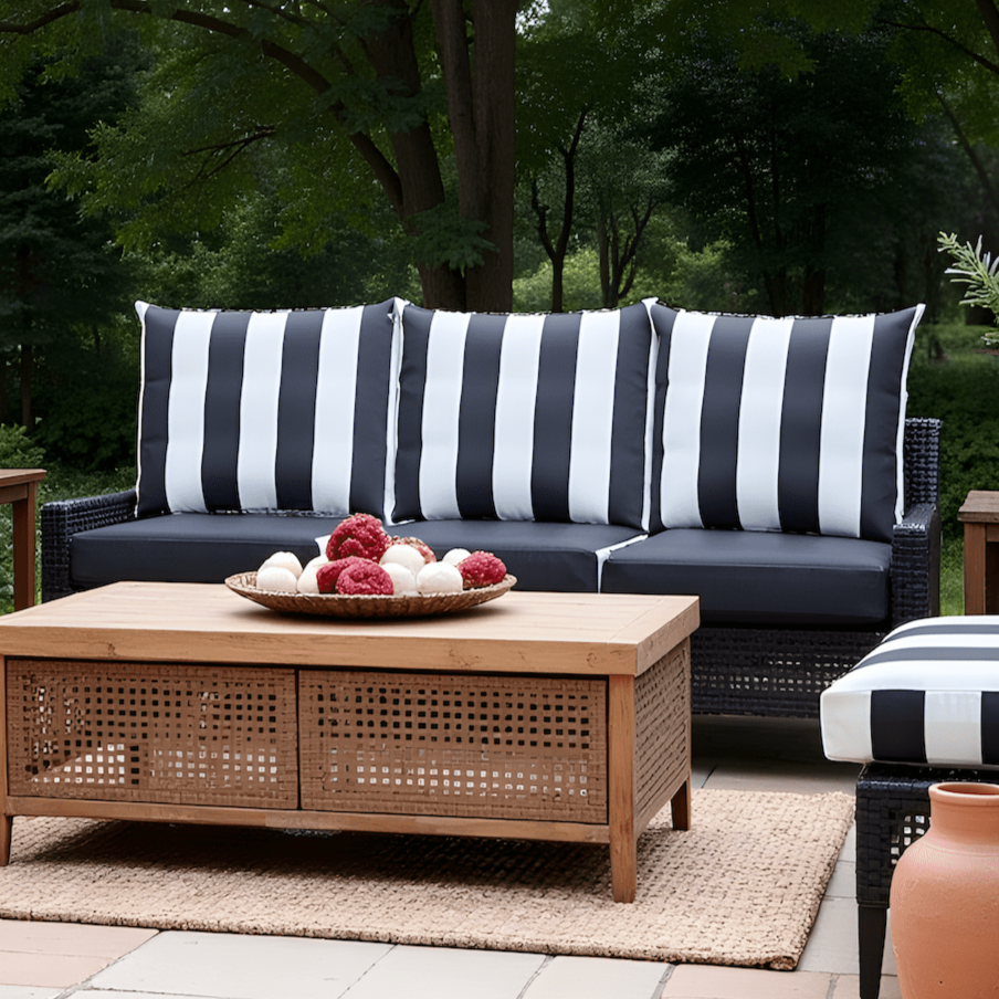 2 Pack Outdoor Pillow Covers | Black White Stripe | Compatible with IKEA Duvholmen and Kuddarna Cushions