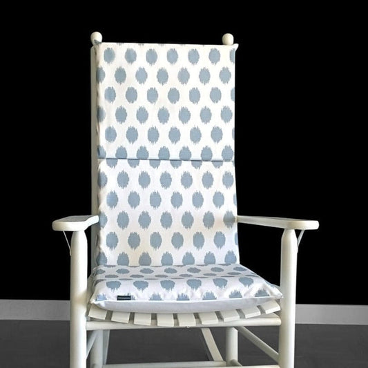 Blue Ikat Spots Polka Dot Rocking Chair Cushion