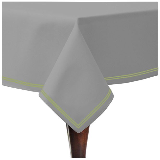 Double Embroidery Border Sateen Cotton Solid Table Cloth - Light Grey