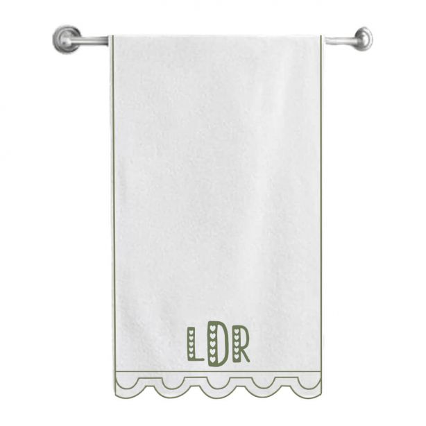 Monogram U Shape Embroidered Bath Towels (Set of 2)
