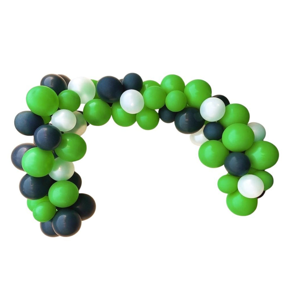 Soccer Balloon Garland Kit - Green, Black & White (50+ Pack)