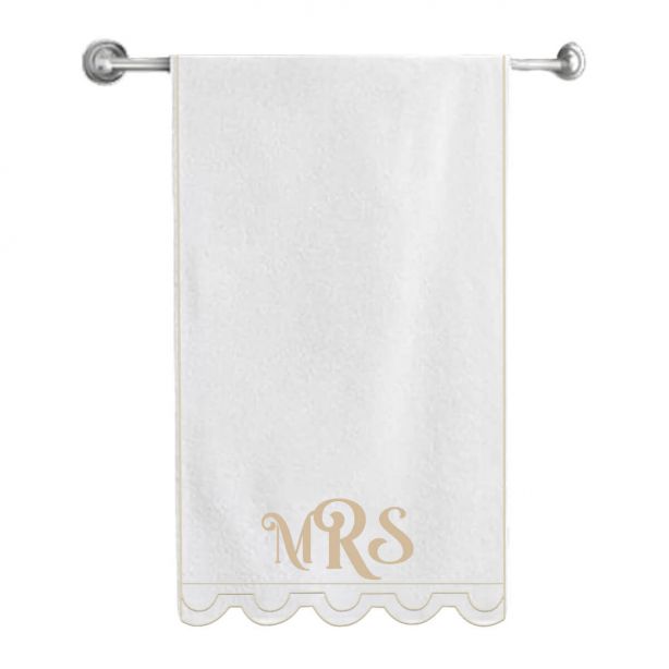 Monogram U Shape Embroidered Bath Towels (Set of 2)