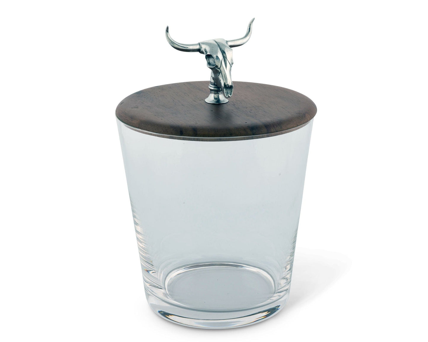 Hand Blown Glass Ice Bucket with Cow Skull Knob