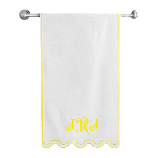 Monogram U Shape Embroidered Bath Towels (Set of 2)